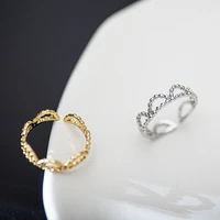 french small fresh stainless steel ring simple opening adjustable fine titanium steel hollow lace ring rings for women