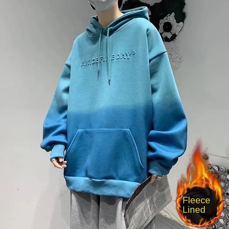 

Lovers Oversized Hoodie Los Angeles Embroidery Skateboard Gradient Oversize Sweatshirt Men Plush Paired Free Shipping Streetwear