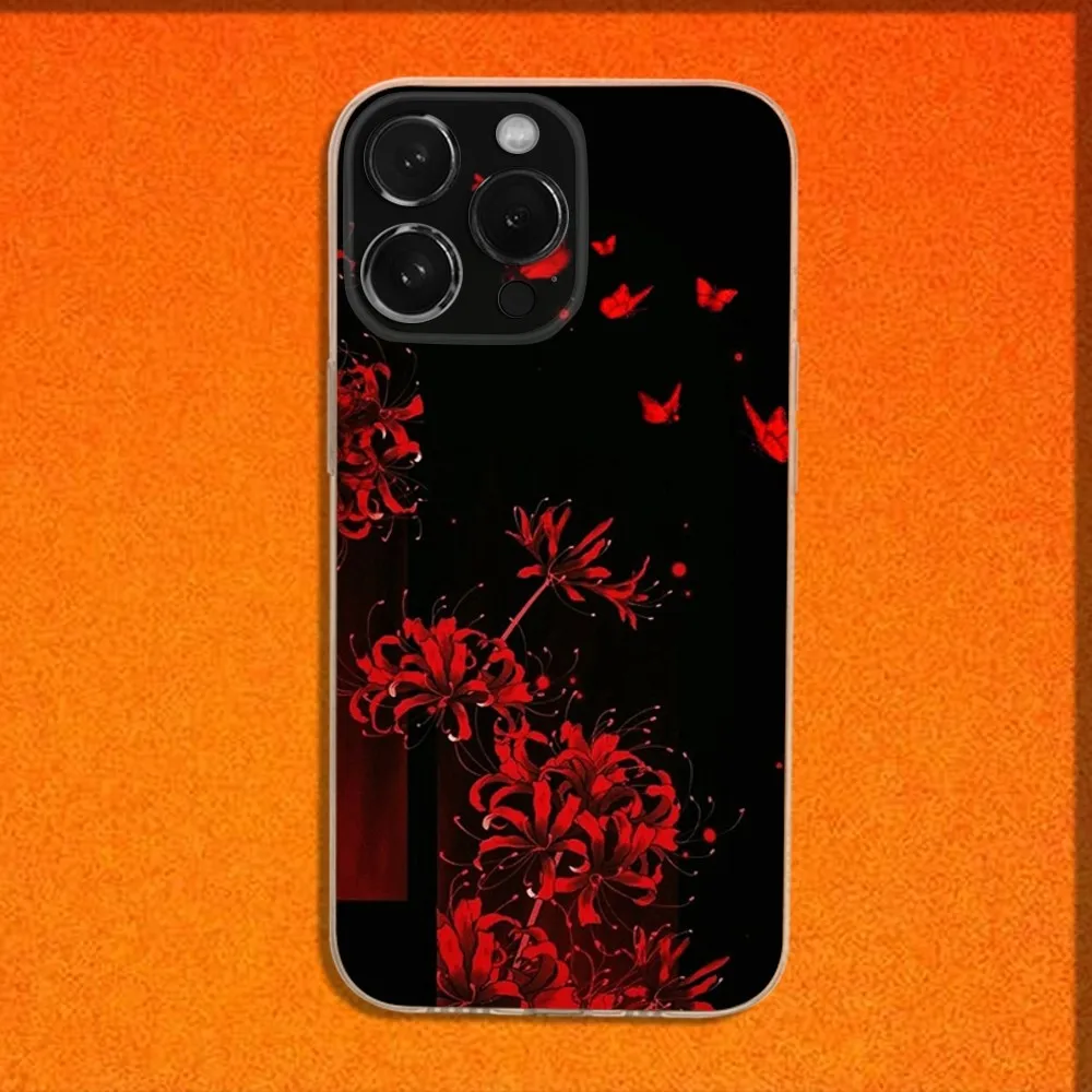 Чехол для телефона Flower Red Spider Lily Japan Ar iPhone 16 15 14 13 12 11 Plus Pro Max XR XS X SE мини-прозрачный