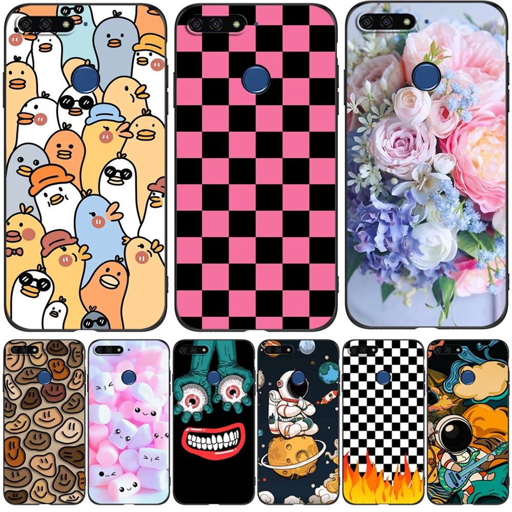 For Honor 7C 5.7 Inch Case Soft Back Cover Phone Case For Huawei honor 7c Aum-L41 Silicon black tpu case funny cute