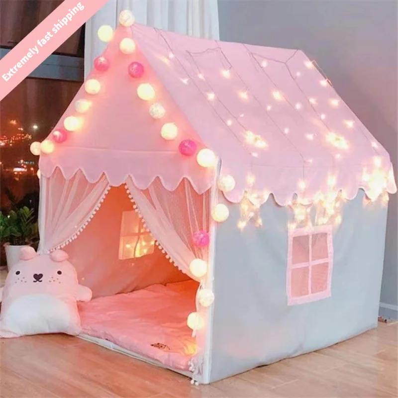 Portable Children's Tent Wigwam Folding Kids Tents Girl Castle Play House Small House Pink Princess Castle Child Room Decor