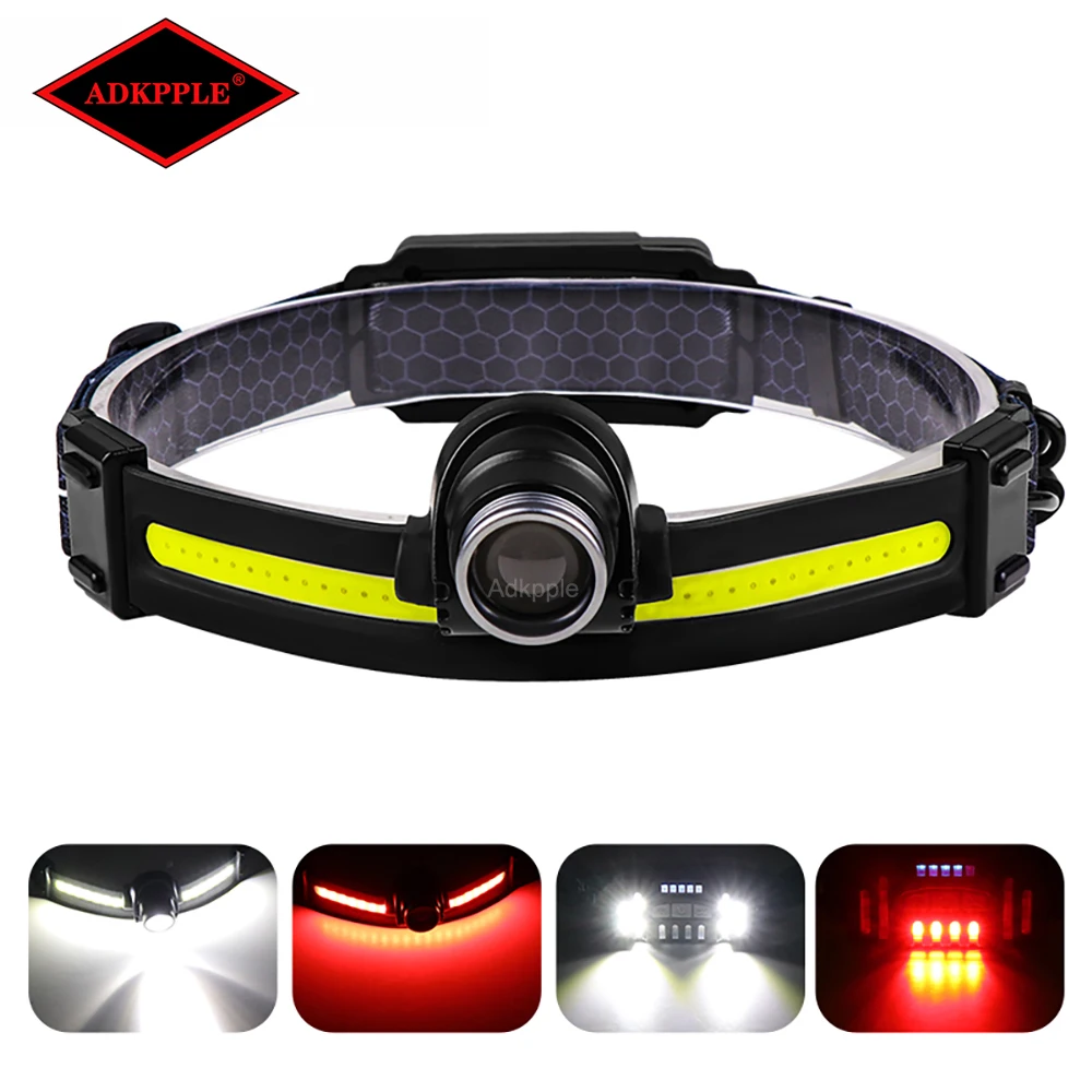 Induction Headlamp COB LED Head Lamp with Built-in Battery Flashlight USB Rechargeable Head Torch 7 Lighting Modes Head Light enlarge