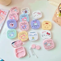 anime hello kitty contact lens case kawaii kuromi little twin star square contact lenses container travel kit easy carry mirror