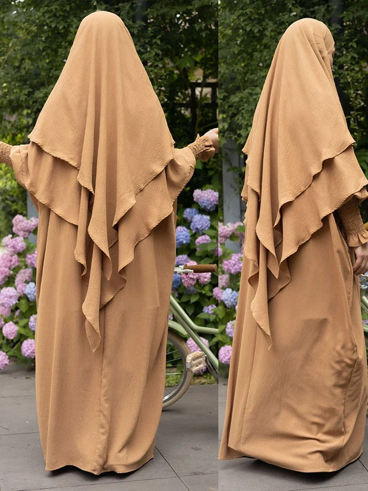 Ид Мусульманская женская Абая 2-слойная длинная химар с платьем 2-х предметный