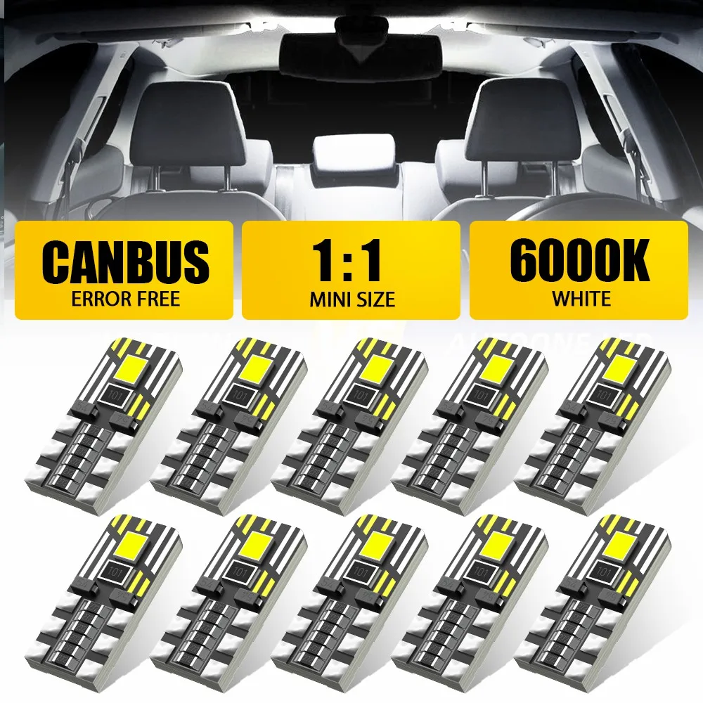 AUXITO 10 шт. W5W Led Canbus T10 5W5 194 501 Светодиодные лампы без ошибок 168 Автомобильный