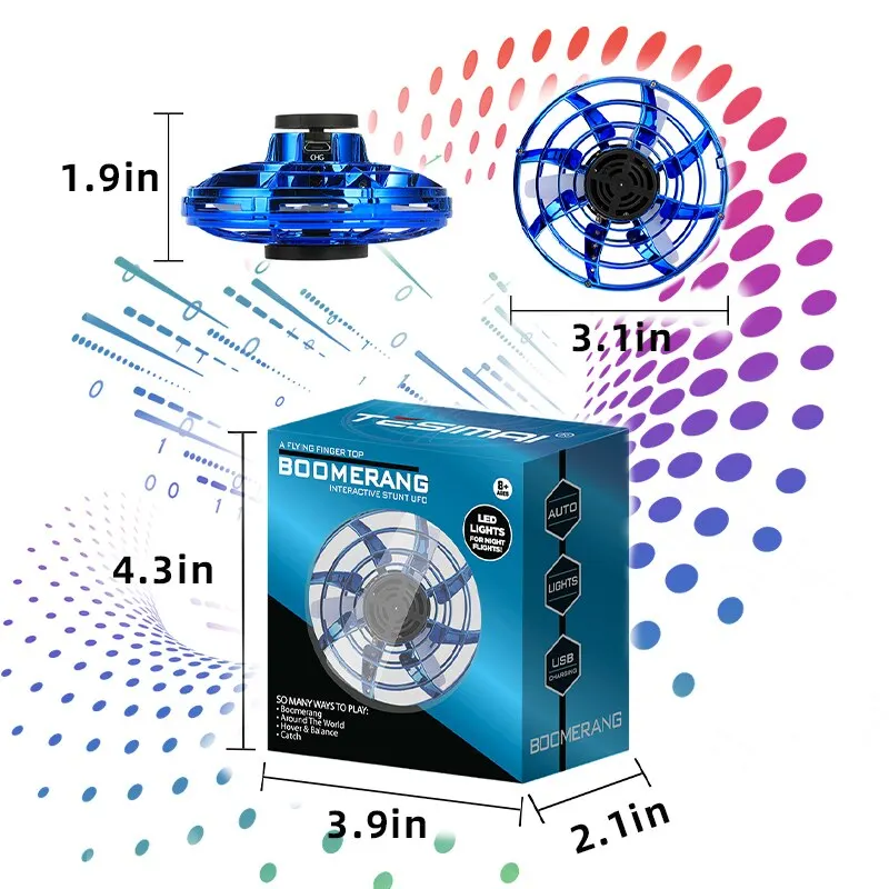 Mini Flying Spinner Luminous UFO Drone Hand Operated Flyorb Fly Fidget Toys Children Kids Adult Christmas Birthday Gift images - 6