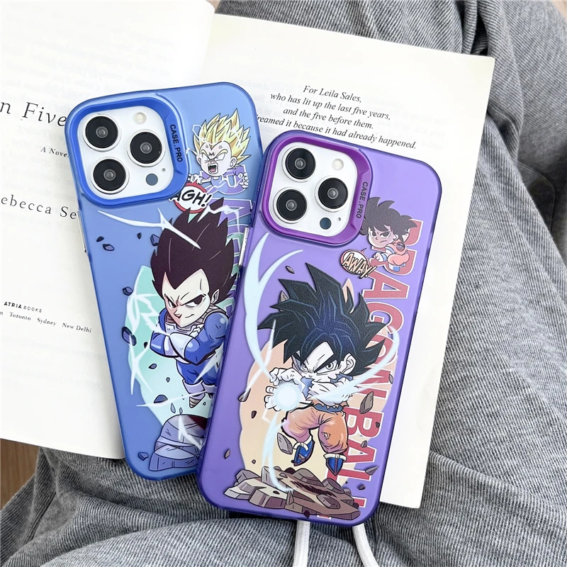 

Anime Dragon Ball Cute Goku Vegeta One Piece Color Silver Case for IPhone 11 12 13 14 15 Pro Max Plus Phone Cover Shell Toy Gift