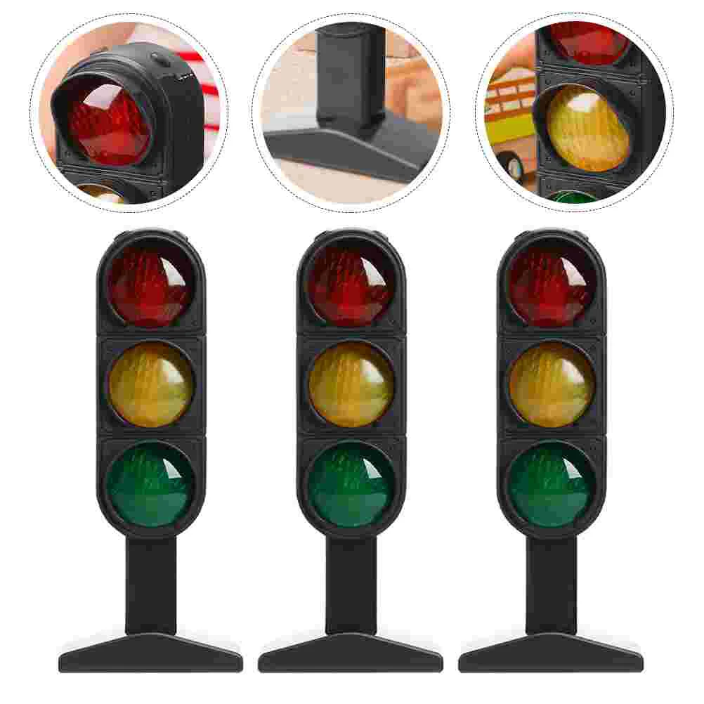 

3 Pcs Traffic Light Child Educational Toy Models Kids Signs Train Crosswalk Signal Toys Pretend Play Gifts Early Playset Props