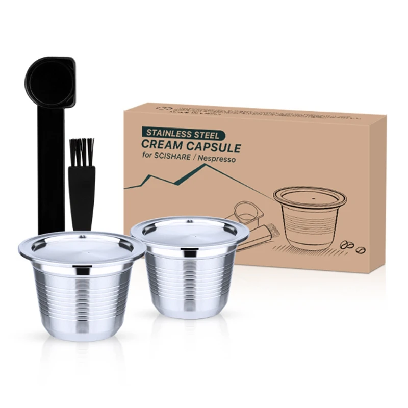 

for SCISHARE Reutilisable 2 in 1 Usage Refillable Capsule Reusable Refillable Coffee Filter Set 2