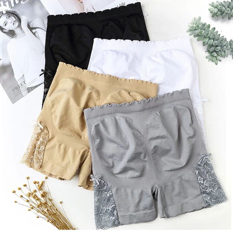 

Sexy Lace Anti Chafing Seamless Safety Shorts High-Waist Lace Breathable Solid Color Hip Lift Shorts Summer Women Safety Pants