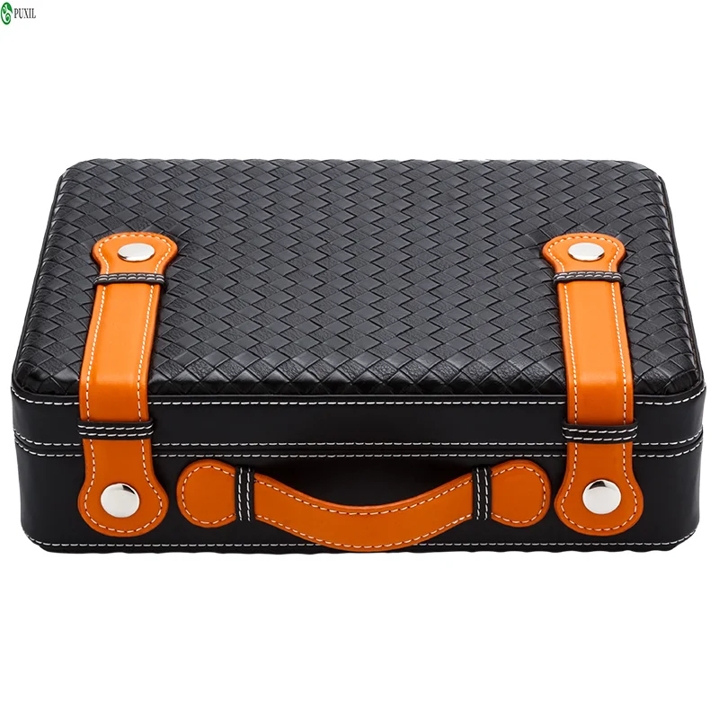 

Retro Cigar Case Portable Spanish Cedar Wood Leather Travel Cigar Humidor with Humidifier