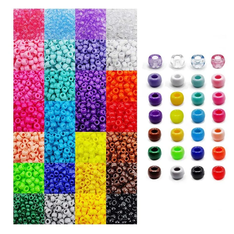 

4200Pcs 28 Colors Plastic Beads For Craft Bracelets Making, Hair Beads For Braids, Colored Beads For DIY Projects