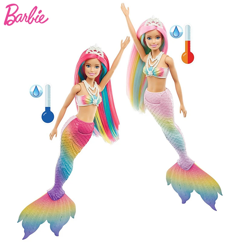 

Оригинальная кукла Барби Русалка Dreamtopia с цветным хвостом, игрушки с изменением температуры для детей, принцесса, сказочные куклы для девочек, аксессуары