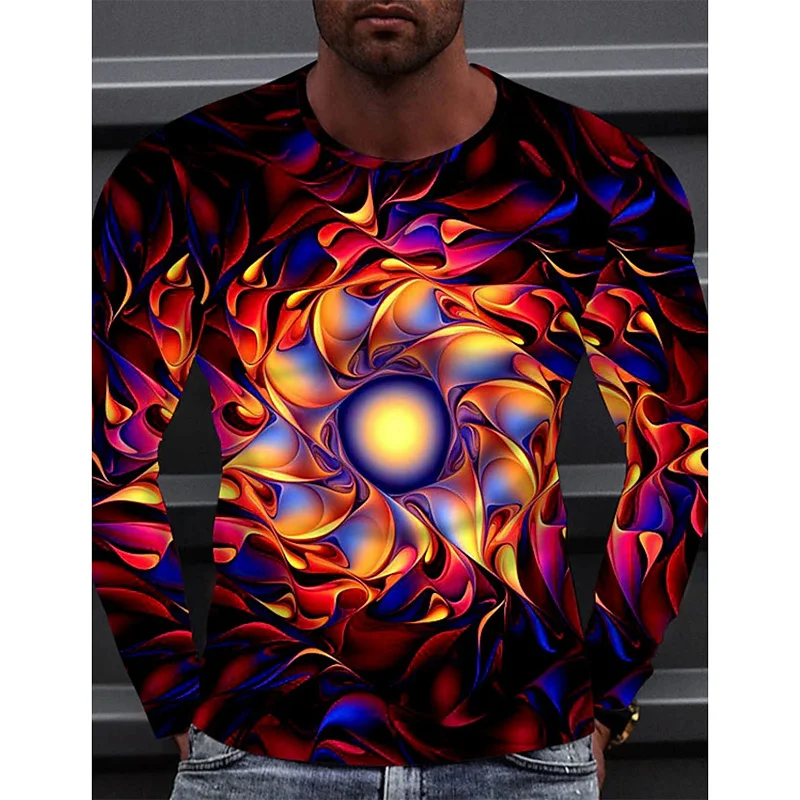 Футболка с визуальным иллюзией для мужчин модные красочные футболки 3D принтом