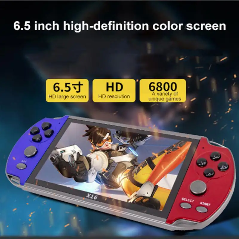 

64GB Video Game Console 6.5 Inch Portable Game Player For GBA Dual Joystick Handheld Game Machine Support TV Out Children Gift