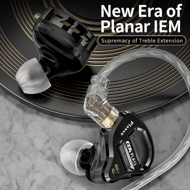 

CCA PLA13 HiFi 13.2mm Planar Driver In Ear Earphone IEM Alloy Faceplate Resin Cavity Detachable 0.75mm 2Pin Detachable Cable
