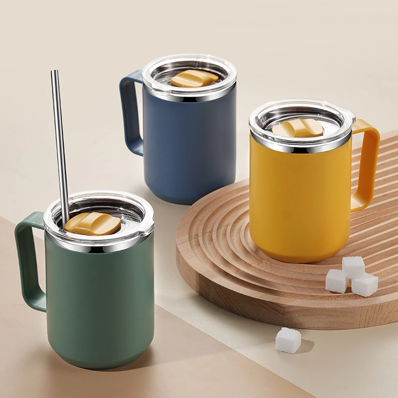 

450ml Stainless Steel Double Wall Coffee Mug for Tea Anti-Scald Thermal Tumbler Portable Milk Water Cups with Handle Drinkware