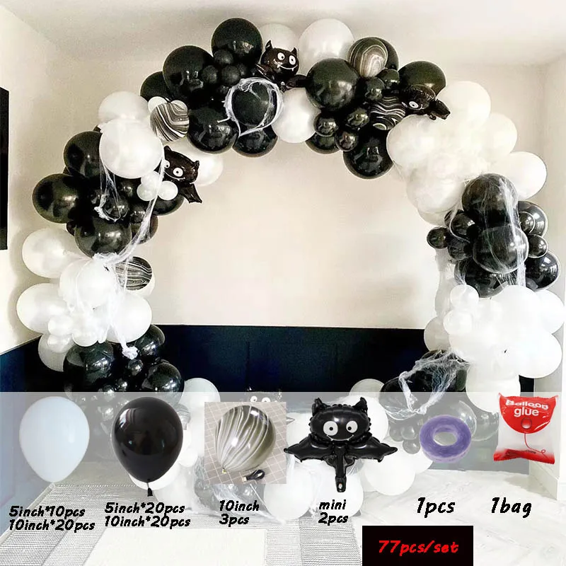 77 шт./комплект черно-белые латексные арки гирлянды воздушные шары украшения на