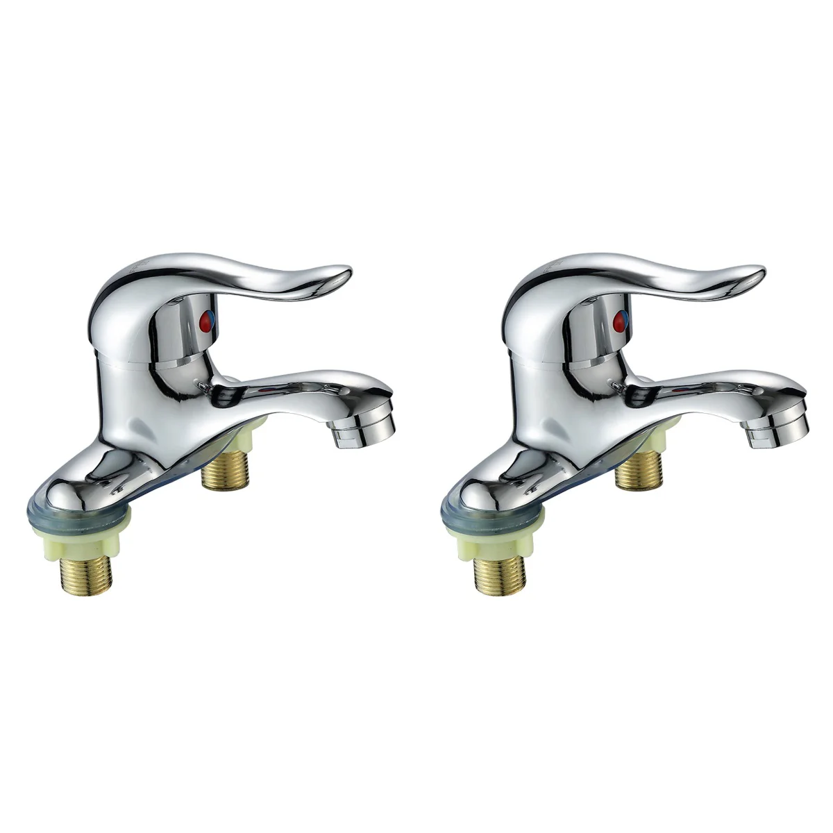 

2pcs Double Hole Hot Cold for Bathroom Toilet Kitchen Sink (Silver)