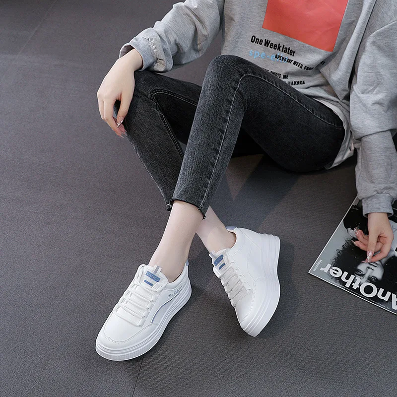 Thick-Soled Small White Shoes Women's Super Hot 2022 Spring And Autumn New Inner Heightening Sports Flat Shoes