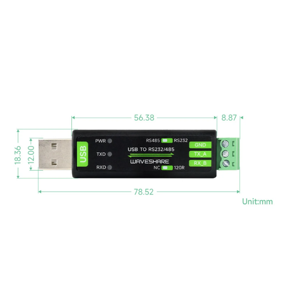 Конвертер последовательной связи Waveshare USB в RS232/485 FT232RNL для Mac Linux Android Win 11/10/8.1/8/7