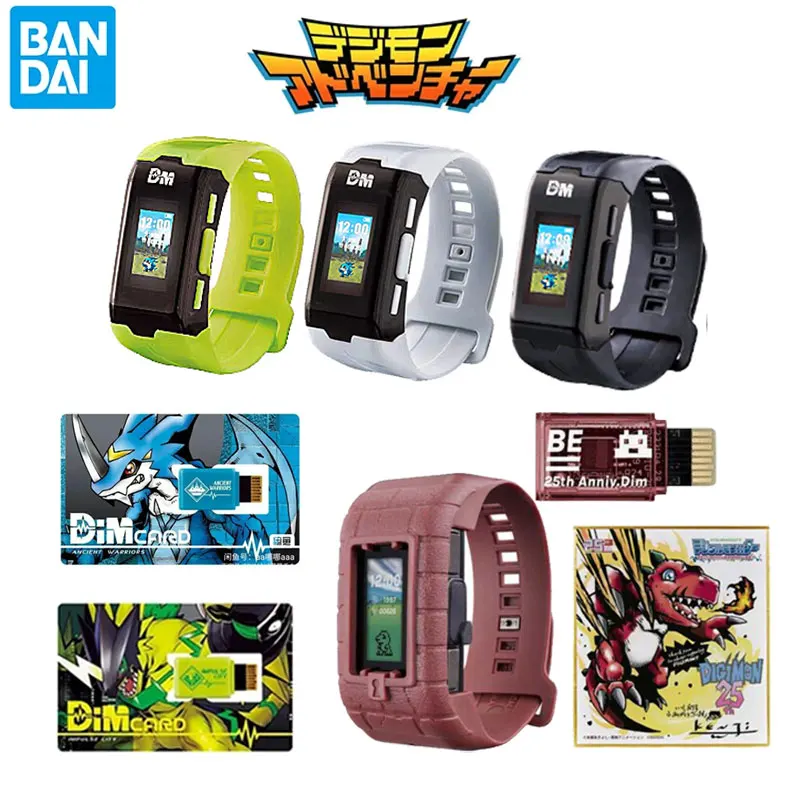 Bandai Genuine DIM Card Digimon Adventure Color Screen Watch Vital Bracelet V-mon Pulsemon Digital Life Bracelet Kids Toys Gifts