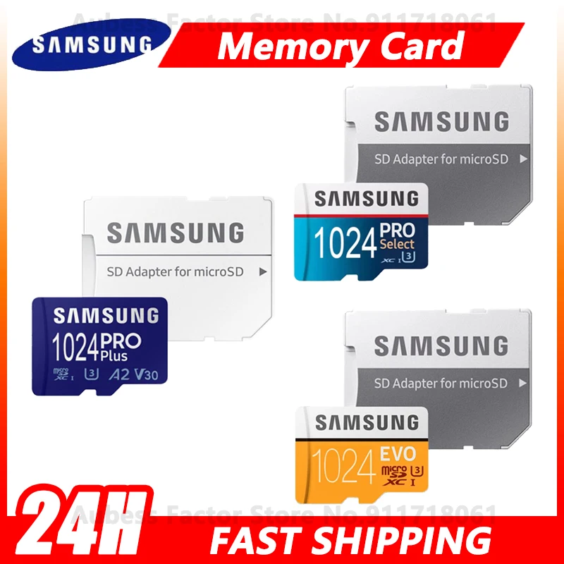 

Карта памяти Micro TF для Samsung Pro Plus, карта памяти C10 U1 100 м/с монитором, 64 ГБ, 128 ГБ, 256 ГБ, 512 ГБ, 1024 ГБ, TF карта