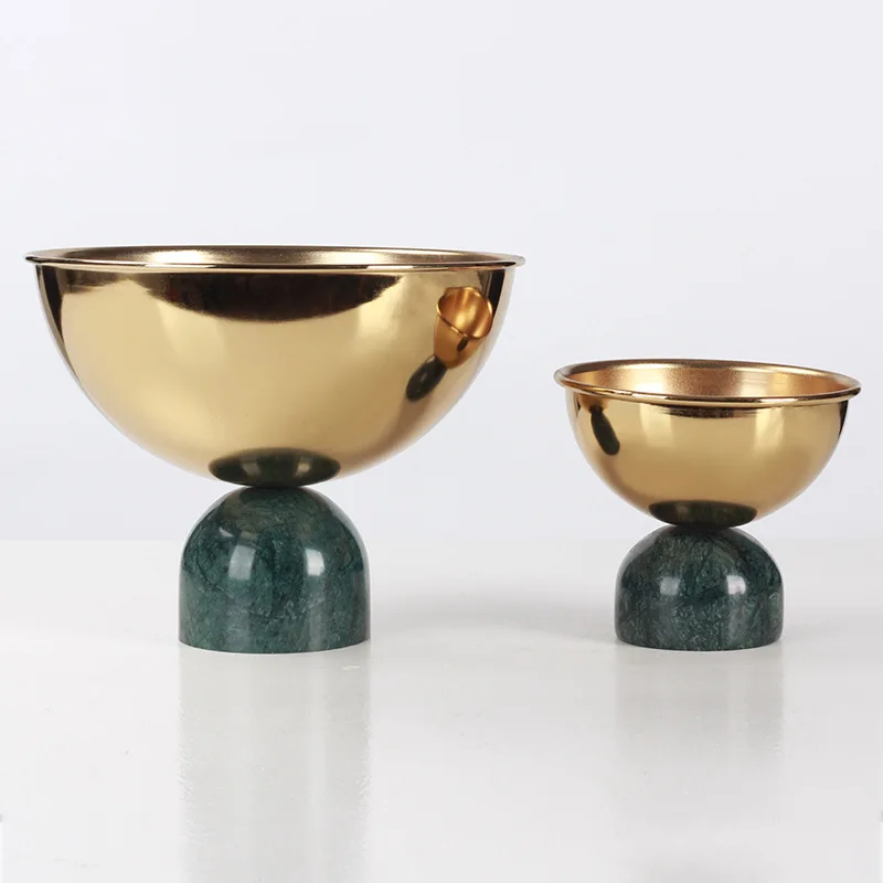 Мраморное украшение круглый поднос для фруктов на высоких ножках металлическая