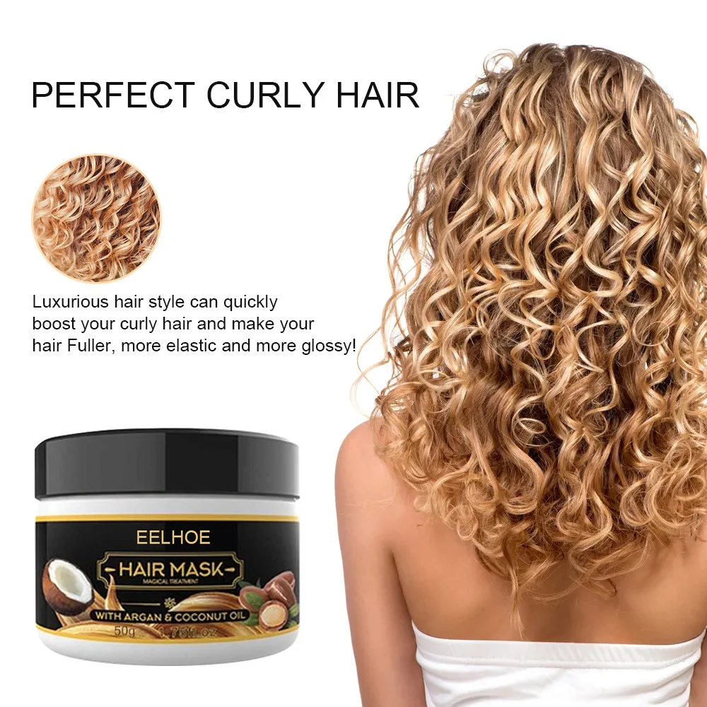

50g Coconut Oil Hair Treatment Mask Curly Hair Lofting Cream Effectively Repair Damaged Dry Hair Nourish Restore Soft Hair Care
