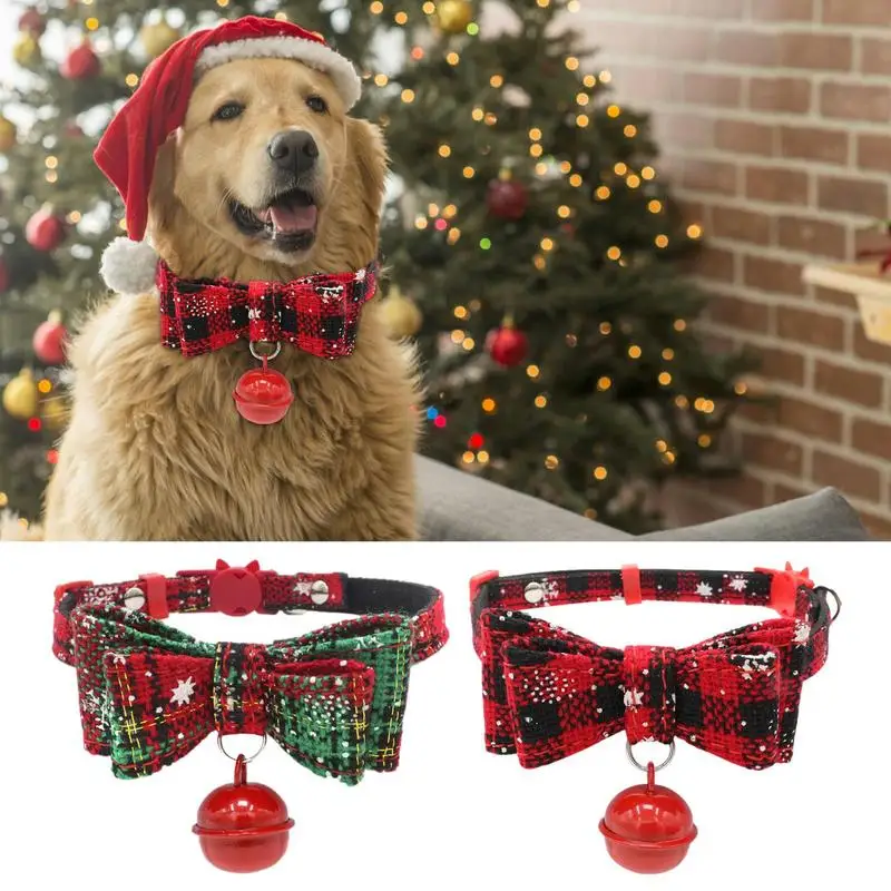 

Christmas Cat Bow Tie Dog Collar Attachment Bow Tie Christmas Christmas Cat Collar Breakaway With Cute Bow Tie And Bell For Dogs