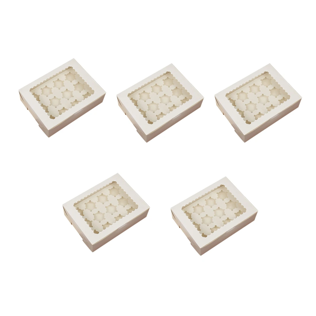 

5 шт. коробка для кексов с окном Белые коричневые коробки из крафт-бумаги семейная коробка 12 подстаканников для тортов (белый)