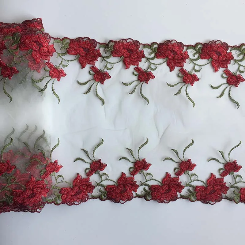 20Yds Красивая Цветочная вышивка, кружевная отделка, двухцветная ткань для юбки, подола, одежды, материал для шитья, «сделай сам», одежда, платья, ткани
