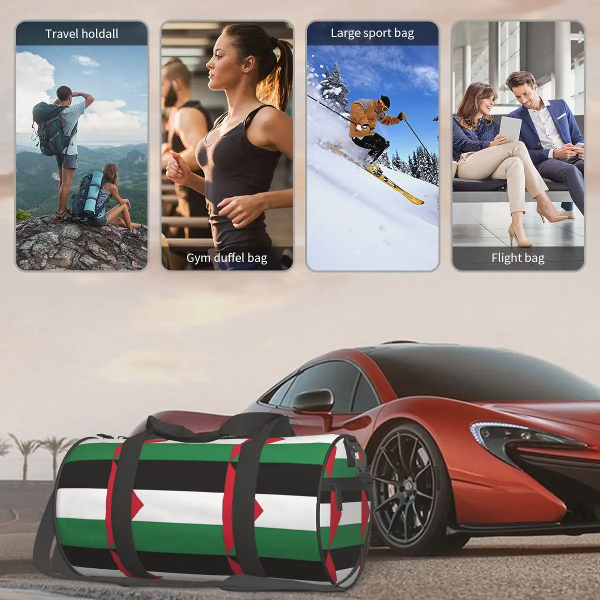 Спортивные сумки с флагом Палестины красные зеленые белые дорожная