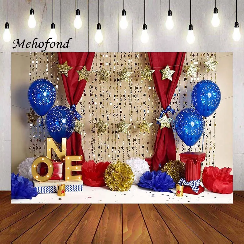 

Mehofond Photography Background American Flag 4th of July Party Balloon Stars Children Birthday Decoration Photo Backdrop Studio