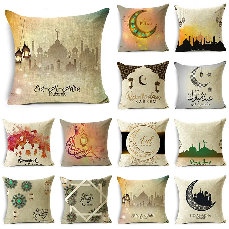 

Eid Mubarak Pillow Cover Decorative Muslim Ramadan Sofa Pillowcase for Home Decor Lumbar Cover Cushion Cover 40/45/50cm