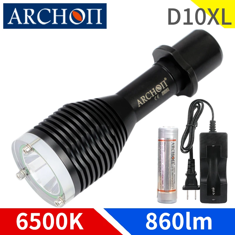 

ARCHON D10XL W16XL 6500K diving light waterproof 100m dive lighting torch CREE XM-L2 U2 LED dive lights Built in 18650 battery