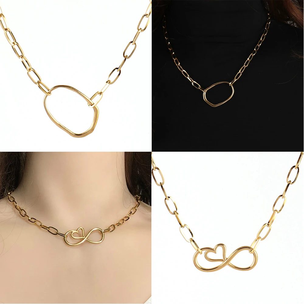 Ожерелье из нержавеющей стали в стиле панк геометрическое ожерелье форме сердца