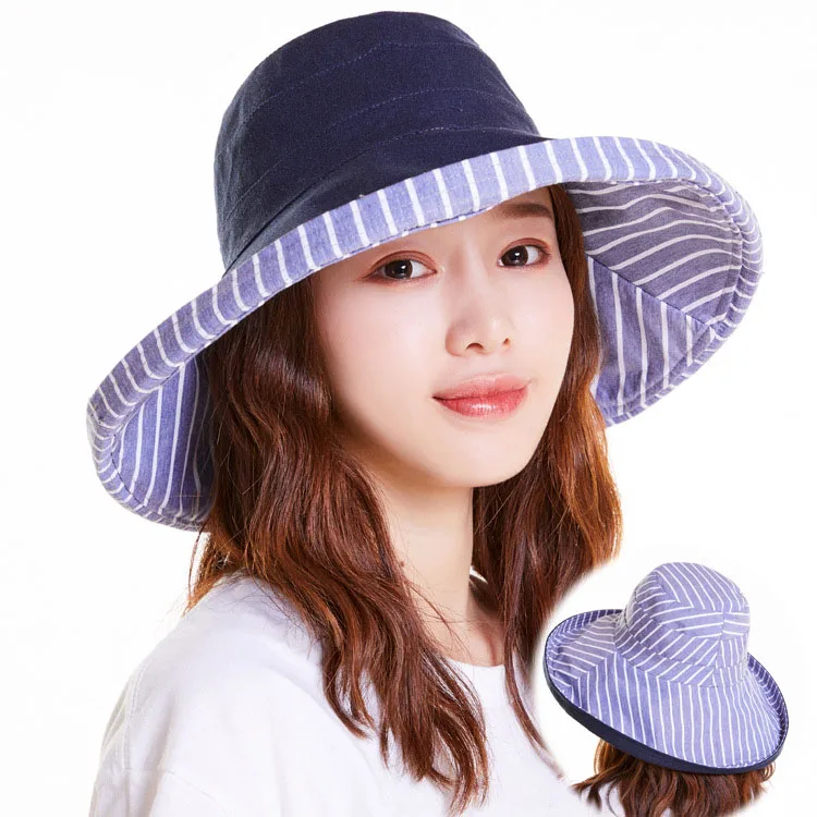 Fisherman's Cap Female double-sided Thin Section Big Head Around Face Sun Hat Female Summer Sun Hat Can Be Stacked Free Shipping
