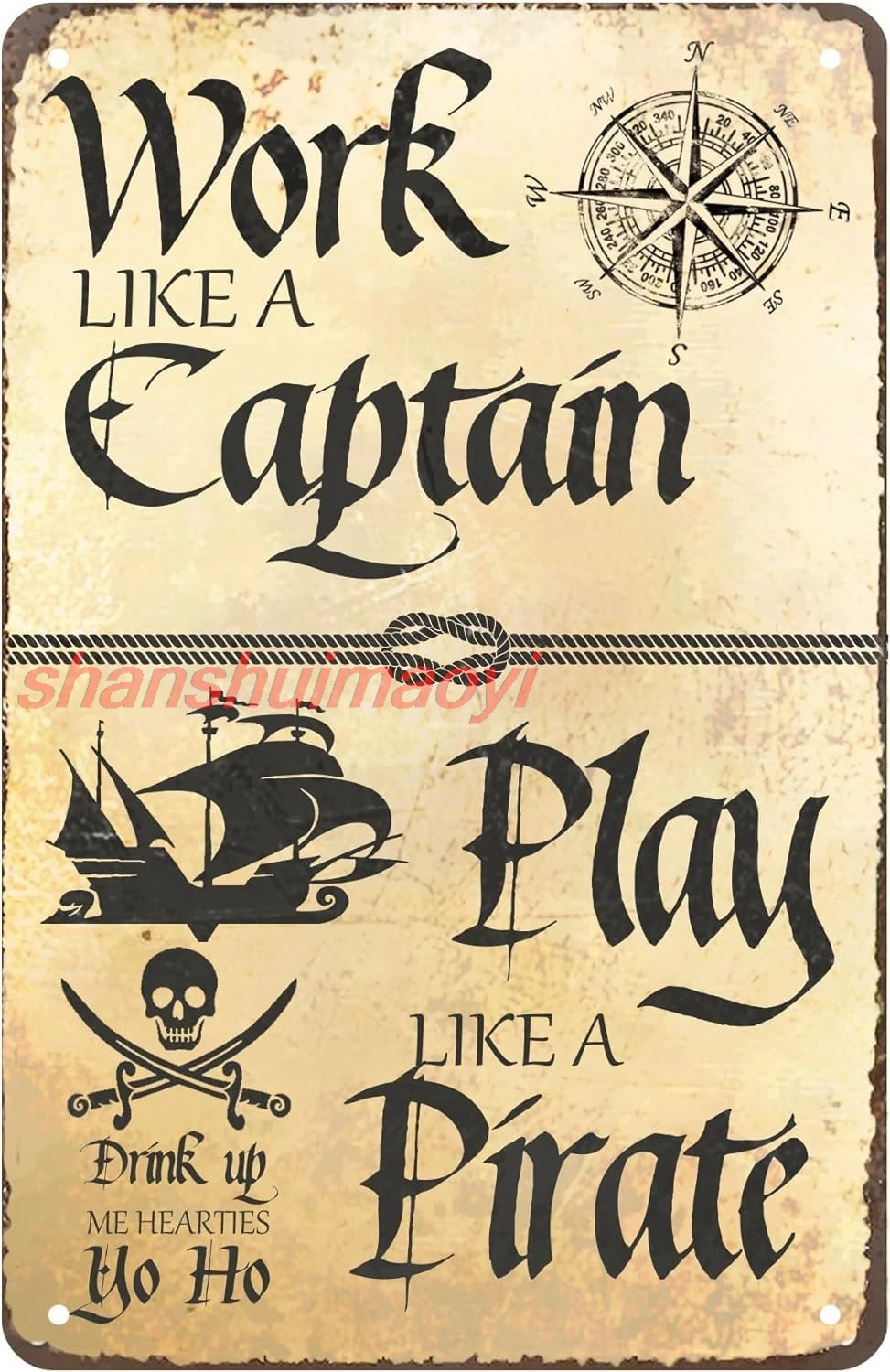 Винтажная металлическая вывеска &quotРабота как капитан&quot HAI