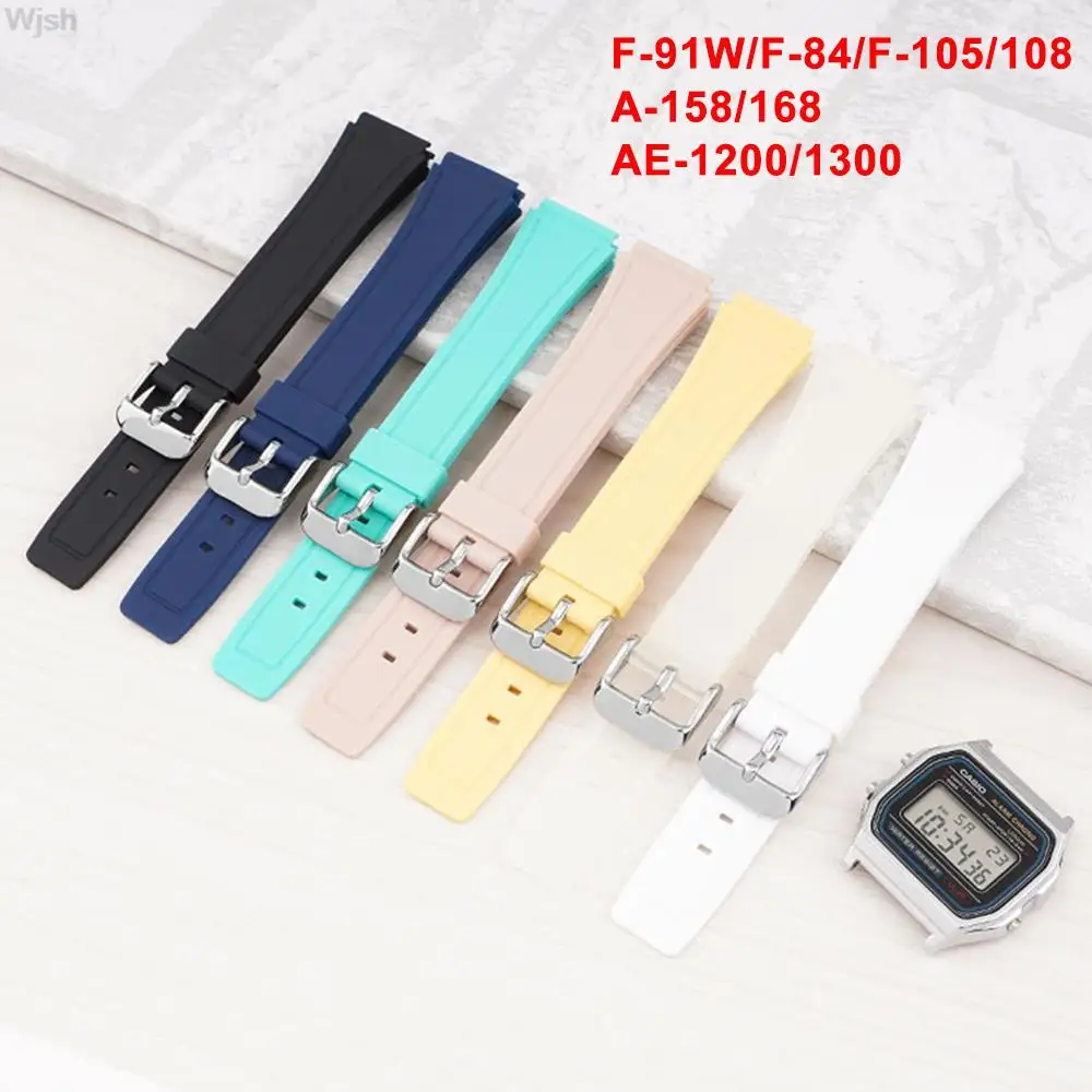 

18mm Watch Strap for Casio G-SHOCK F-91W/F84/F105/108 A-158/168 AE-1200 1300 Colorful Silicone Wrist Band Bracelet Accessories