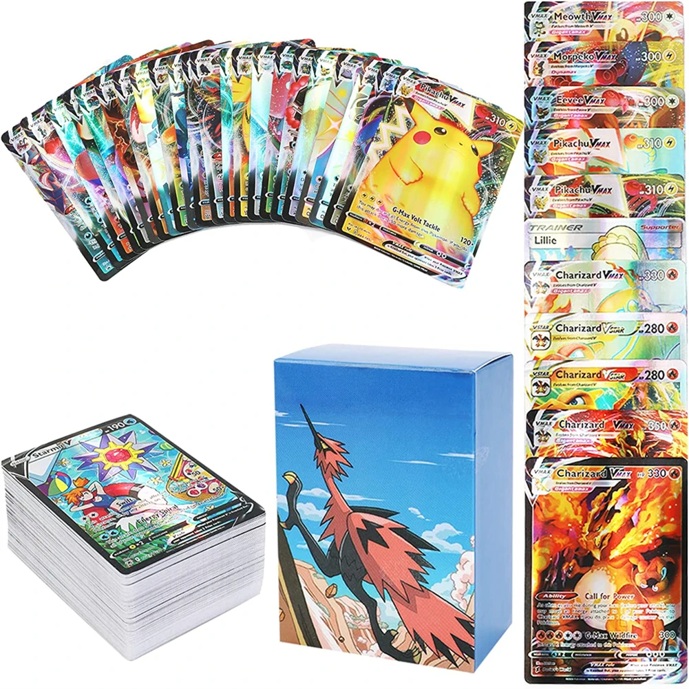 

100pcs Pokemon Cards Vstar Vmax GX French Version Fun Flash Card Trading Cards Kids Card Christmas Birthday Gifts Children Toy