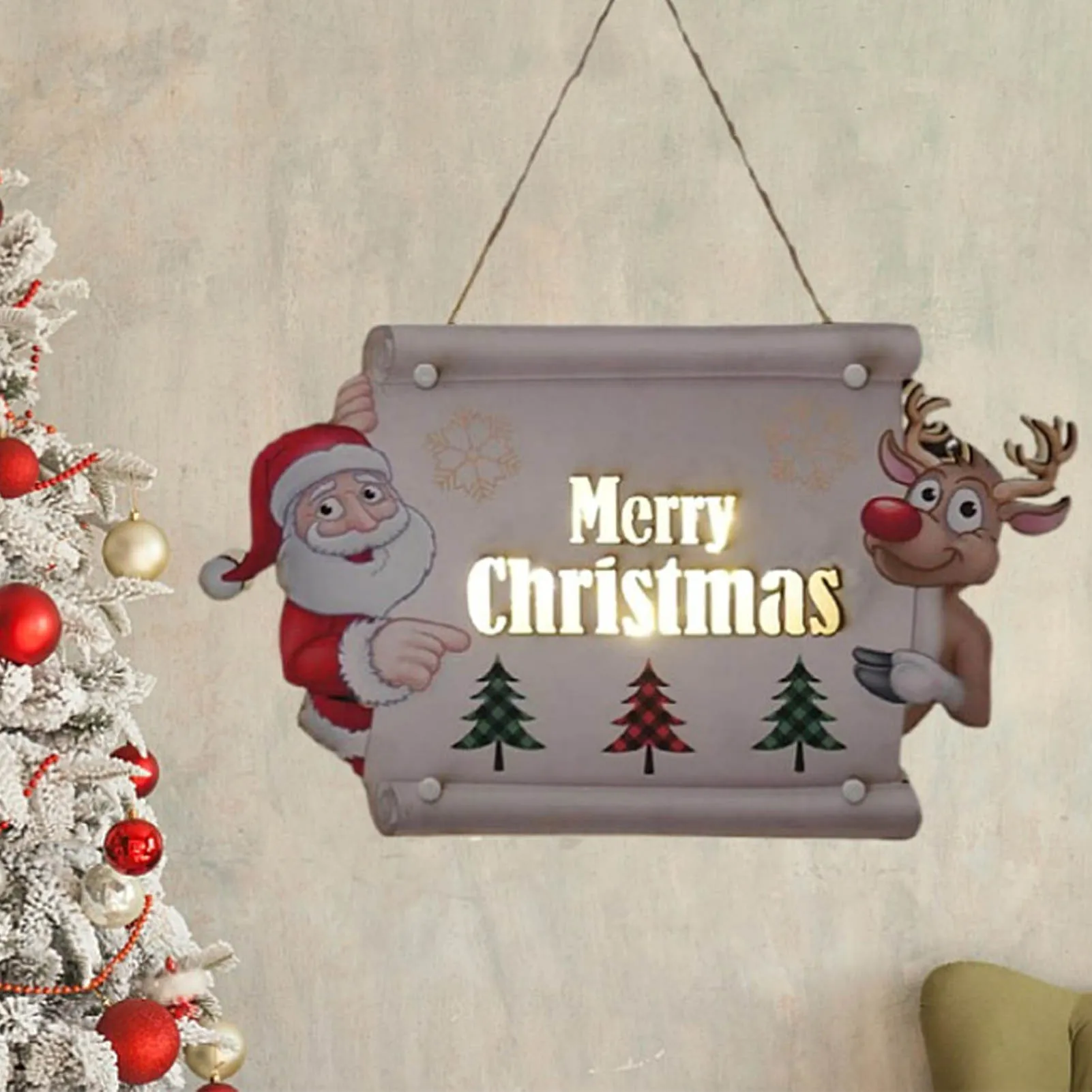 

LED Lights Merry Christmas Wooden Sign Night Light For Christmas Party Christmas Tree Pendant Desk Home Decoration