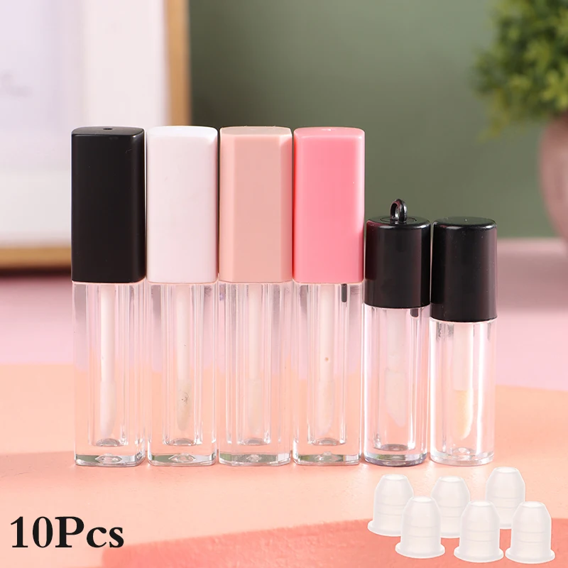 

0.8/1/1.5ML 10Pcs Empty Transparent Lip Gloss Tube Refillable Lip Balm Bottle Lipstick Sample Cosmetic Container w/Stopper