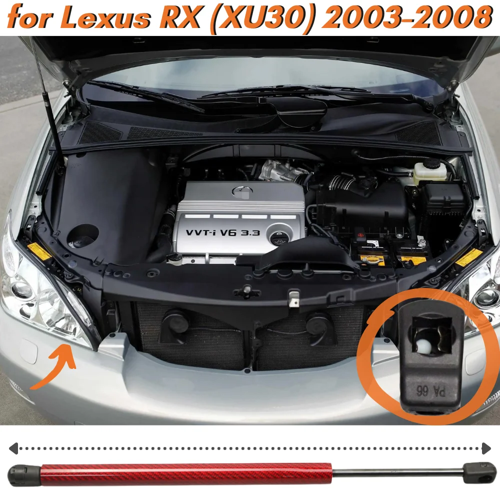 Qty(1) Стойка капота для Lexus RX (XU30) 2nd 2003-2008 RX300 RX330 RX350 RX400h Передняя опора подъема