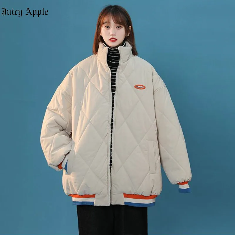 Women's Winter Jackets 2022 Stand-neck Zipper Pockets Parkas New Thick Warm Coats Streetwear Loose Casual Jacket Female Outwear