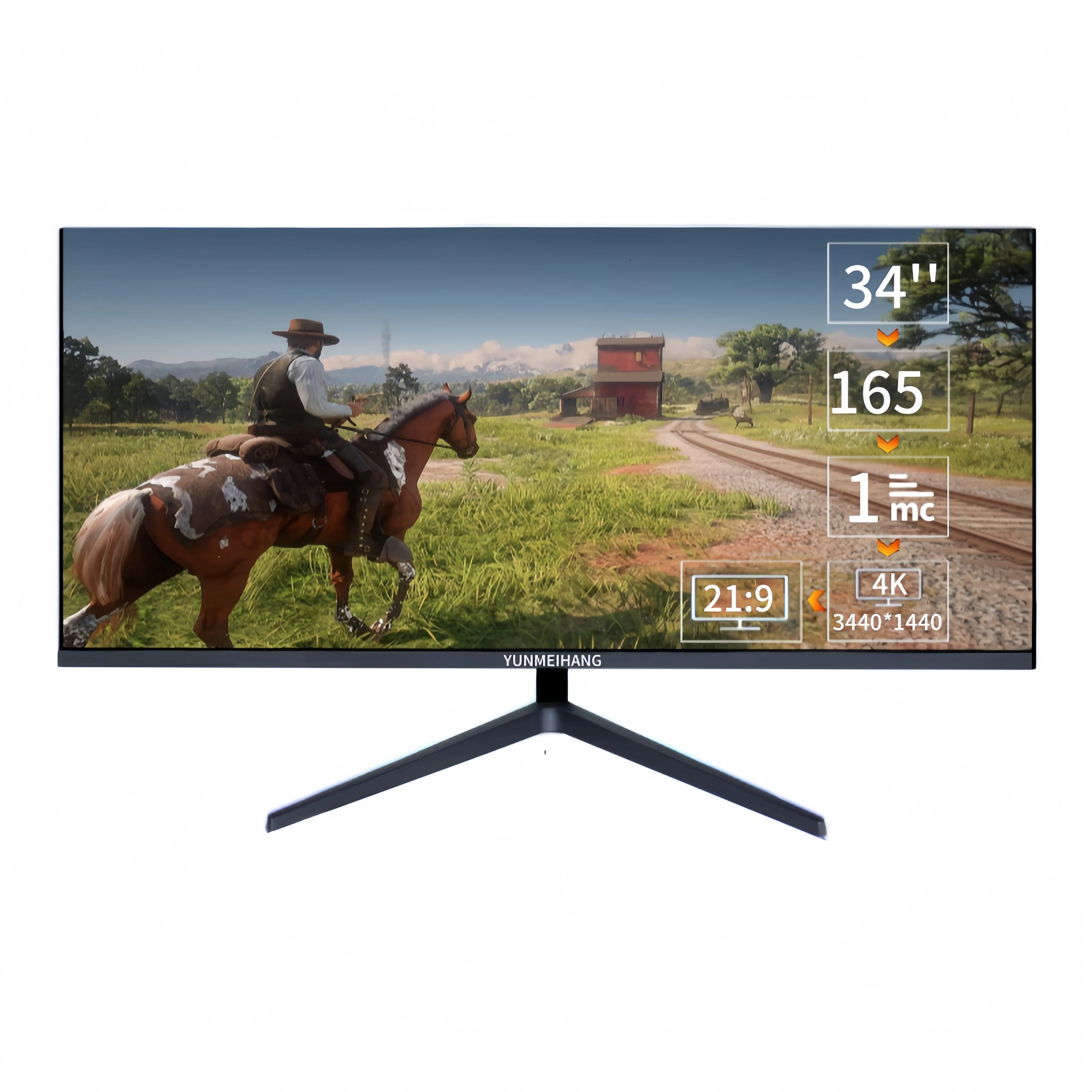 YUNMEIHANG 34&quot Монитор Игровой монитор с плоской панелью 165 Гц 4k без ободка черный