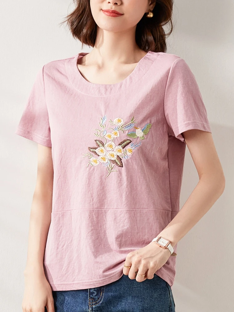 

GGRIGHT Haut Femme T Shirt Women Tops Short Sleeve Cotton Camisas De Mujer Elegant Woman Tshirts O-Neck T-shirty Damskie 2022