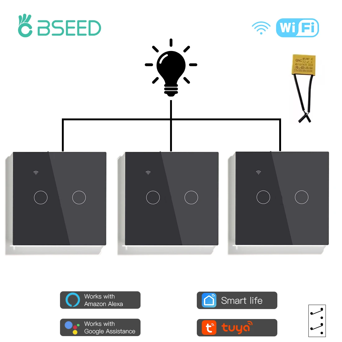 

BSEED Сенсорные умные выключатели 3-позиционные 3 шт