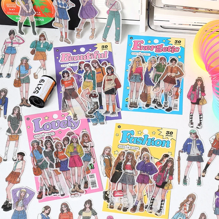 

30 шт/лот крутые современные модные бумажные наклейки для девочек 90*143 мм DIY скрапбукинг украшения принадлежности Канцтовары подарок