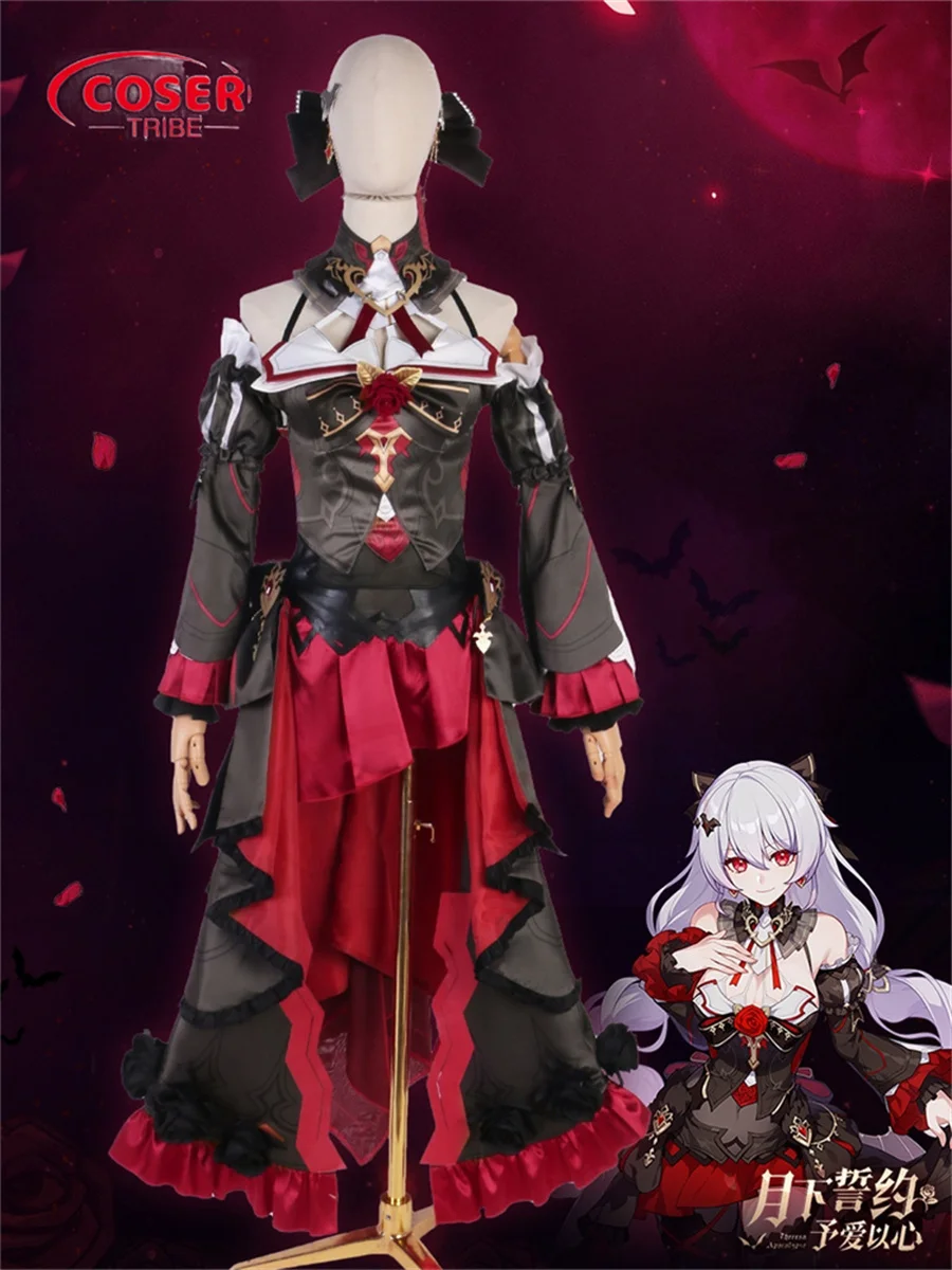 

COSER TRIBE Аниме игра Honkai Impact 3 Aponia церемониальное платье карнавал ролевой косплей костюм полный комплект